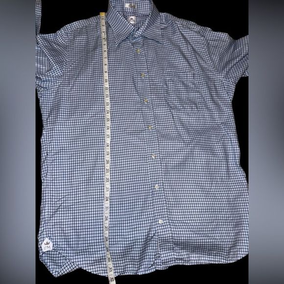 Peter Millar Blue Mens‎ Size Large Striped Button Up Long Sleeve Greens Masters - Picture 9 of 11